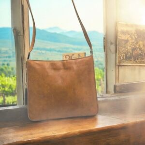 Tardini Italy Brown Leather Shoulder Bag  Vintage Designer Satchel